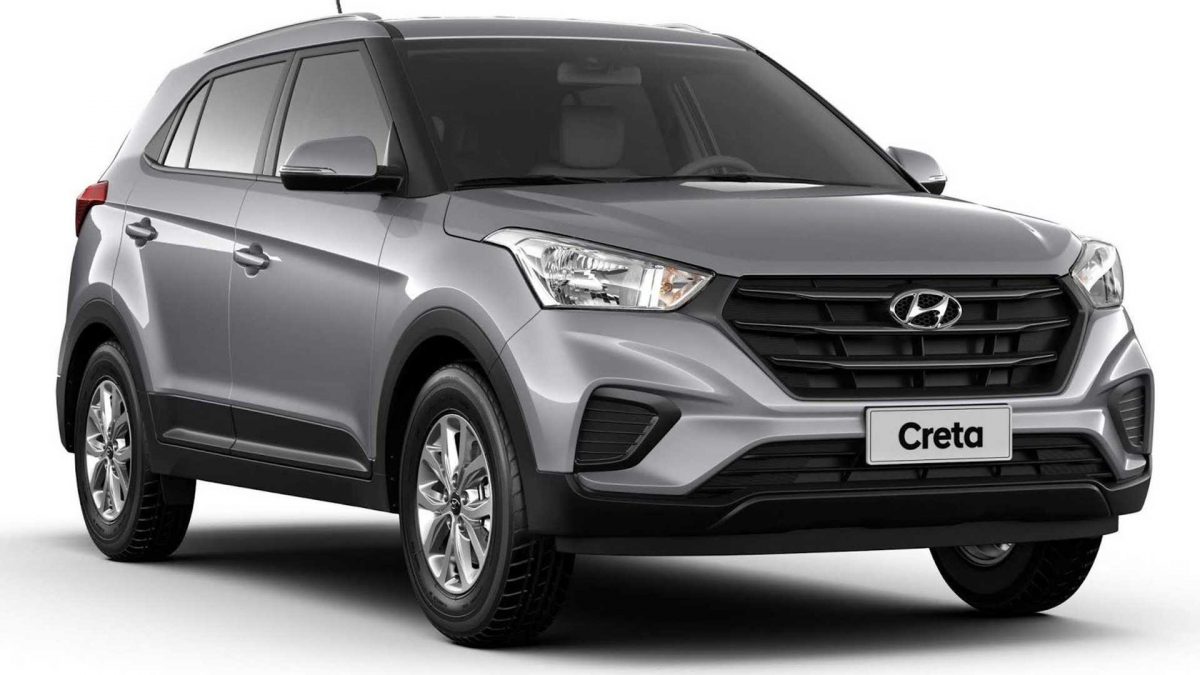 Hyundai Creta Action cinza parado de frente com fundo branco. Novo SUV da Hyundai chegará para disputar contra Fiat Pulse e Renault Kardian