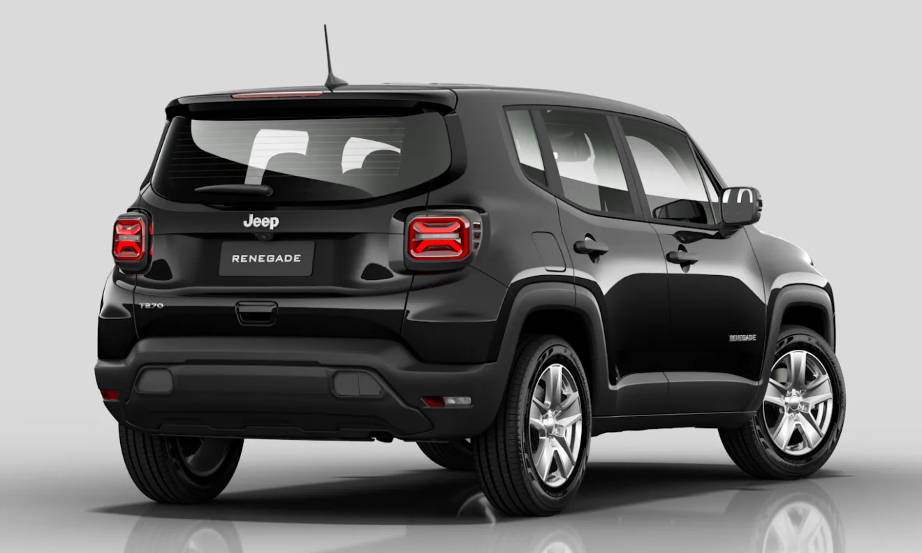 jeep renegade sem nome preto de frente em um fundo neutro