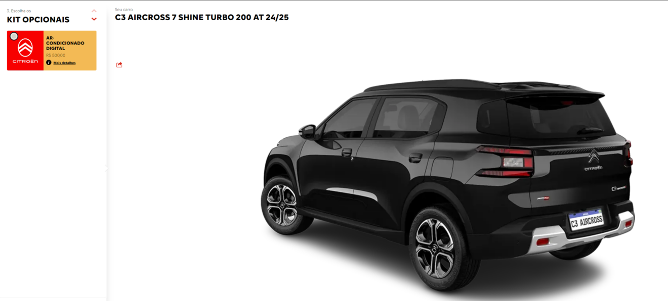 Configurador do Citroën C3 Aircross Shine [reprodução]