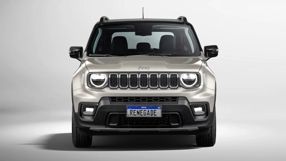 Jeep Renegade Sahara dourado de frente