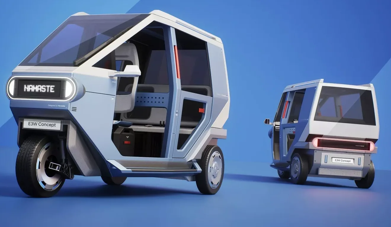 Imagem mostra tuk-tuks elétricos da Hyundai