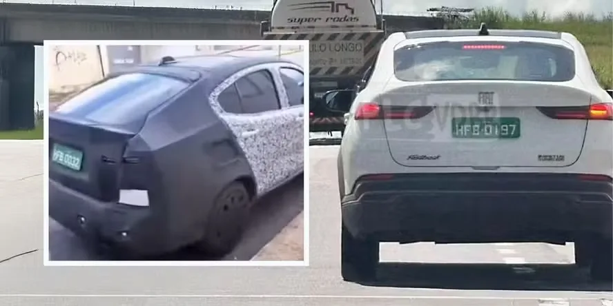 Fiat Fastback camuflado de traseira andando na estrada