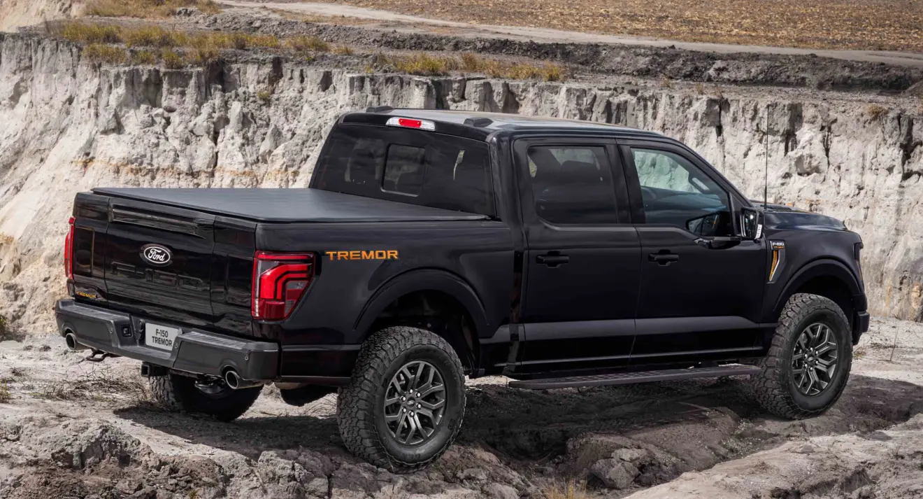 Ford F-150 Tremor preta parada de traseira