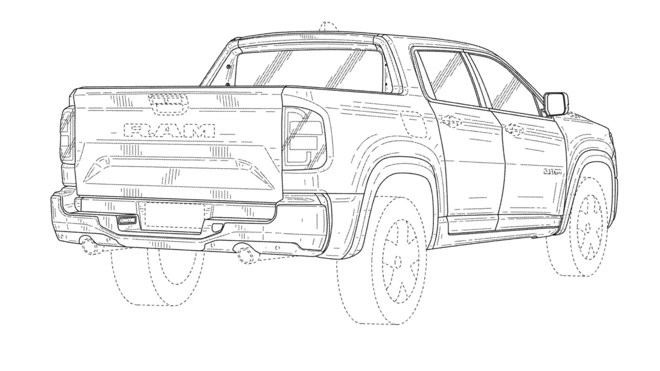 Patente da Ram Rampage apresentada nos EUA e vista de trás