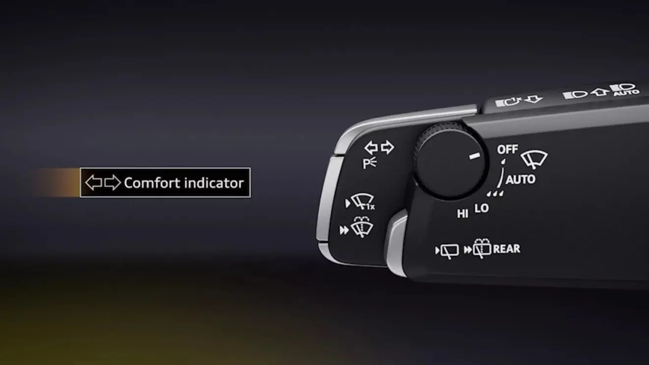 Haste multifuncional do novo Audi Q3 com acionamento dos limpadores em foco