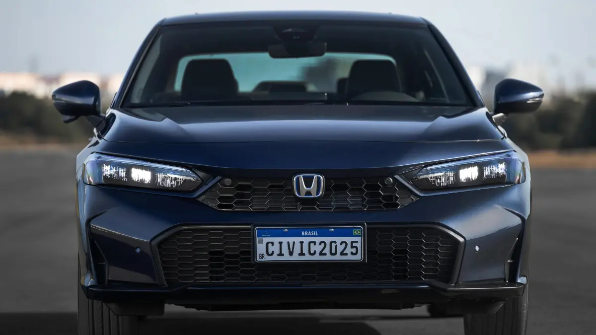Honda Civic Advanced Hybrid 2026 azul estático