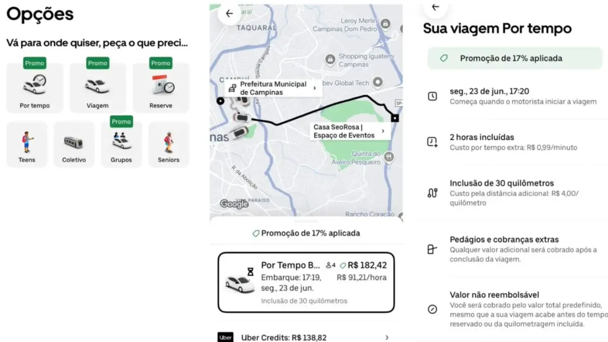 Nova funcionalidade da Uber Por Tempo Black