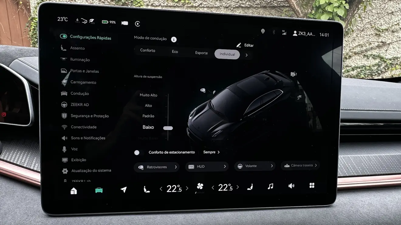 Ajuste de altura da suspensão do Zeekr 001