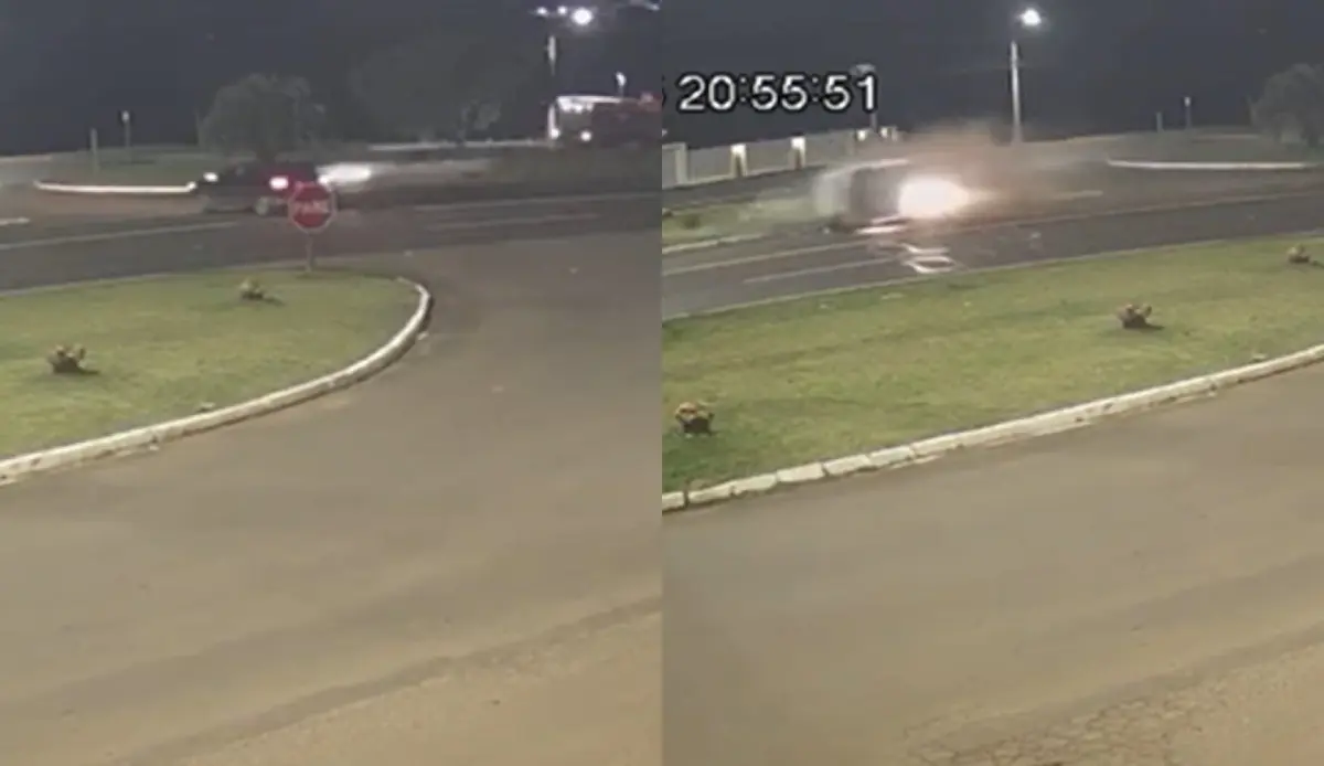 Acidente na BR-282 durante a noite com carro com farol aceso