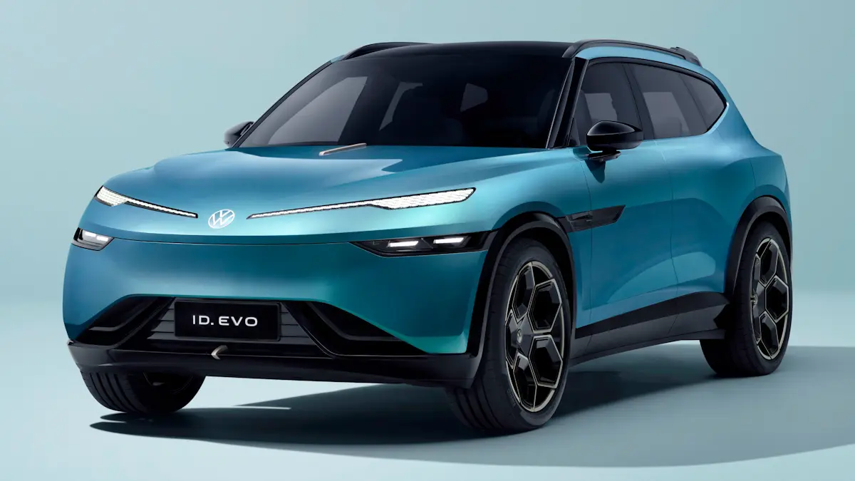 Volkswagen ID.Evo azul de frente