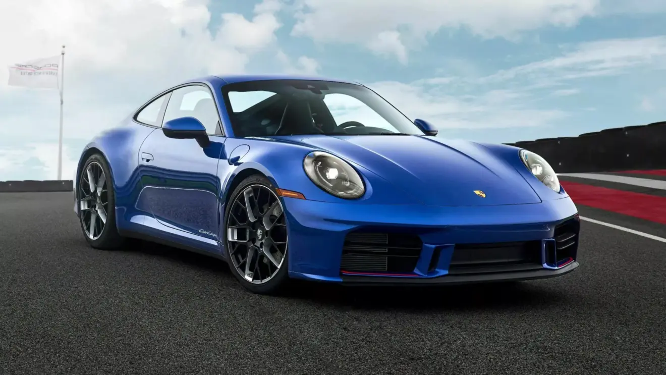 Porsche 911 Carrera T Club Coupe azul estatíca