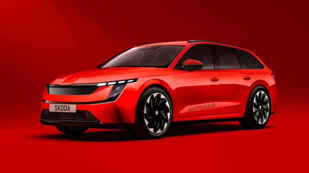Projeção da nova Skoda Octavia vermelha