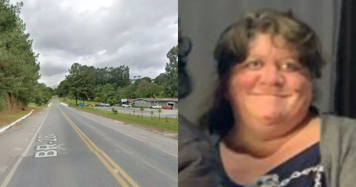 montagem com vítima fatal e região de atropelamento na BR-280