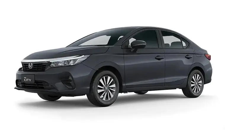 Honda City sedan LX cinza visto de lado