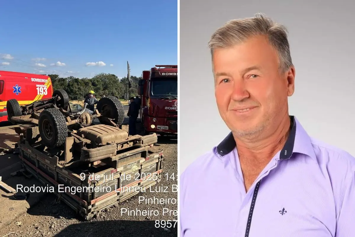 Montagem com vítima e acidente na SC-135