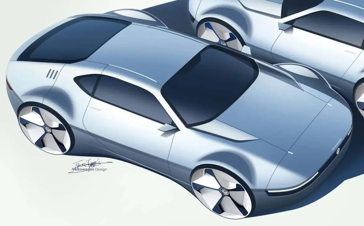 Conceito da Volkswagen de lateral com linhas que homenageiam o modelo SP2