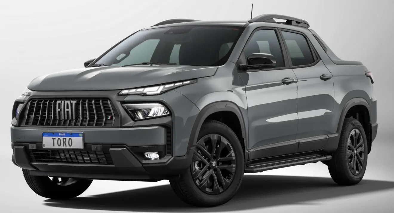 Fiat Toro Ultra 2026 cinza parada de frente