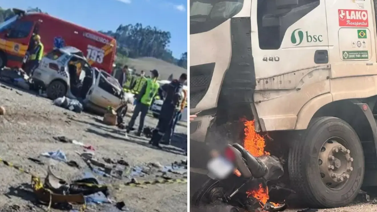 montagem com acidentes distintos na BR-470