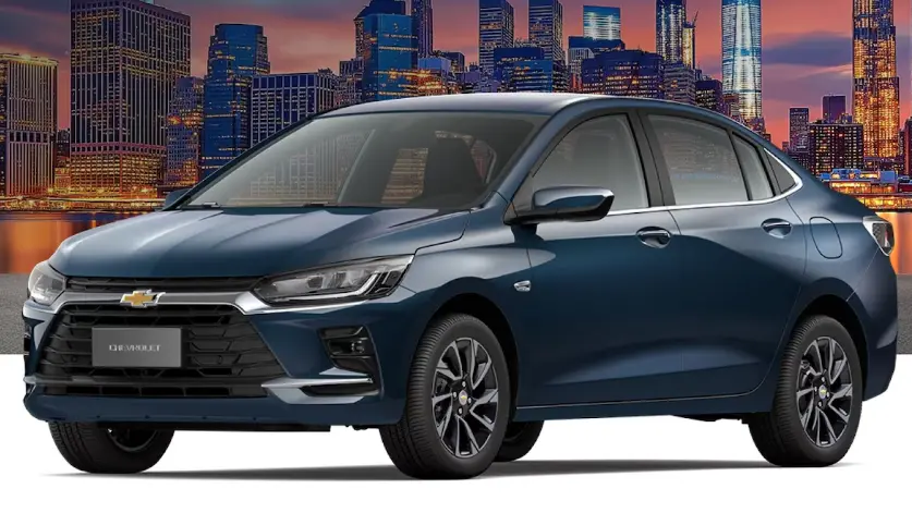 Chevrolet Onix Plus LTZ 2026 azul visto de lado