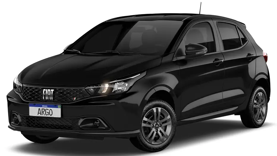 Fiat Argo Sem Nome 1.0 preto com faróis acesos e visto de lado