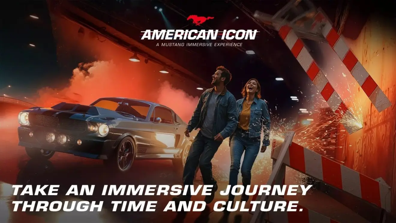 pôster de experiência imersiva sobre Ford Mustang
