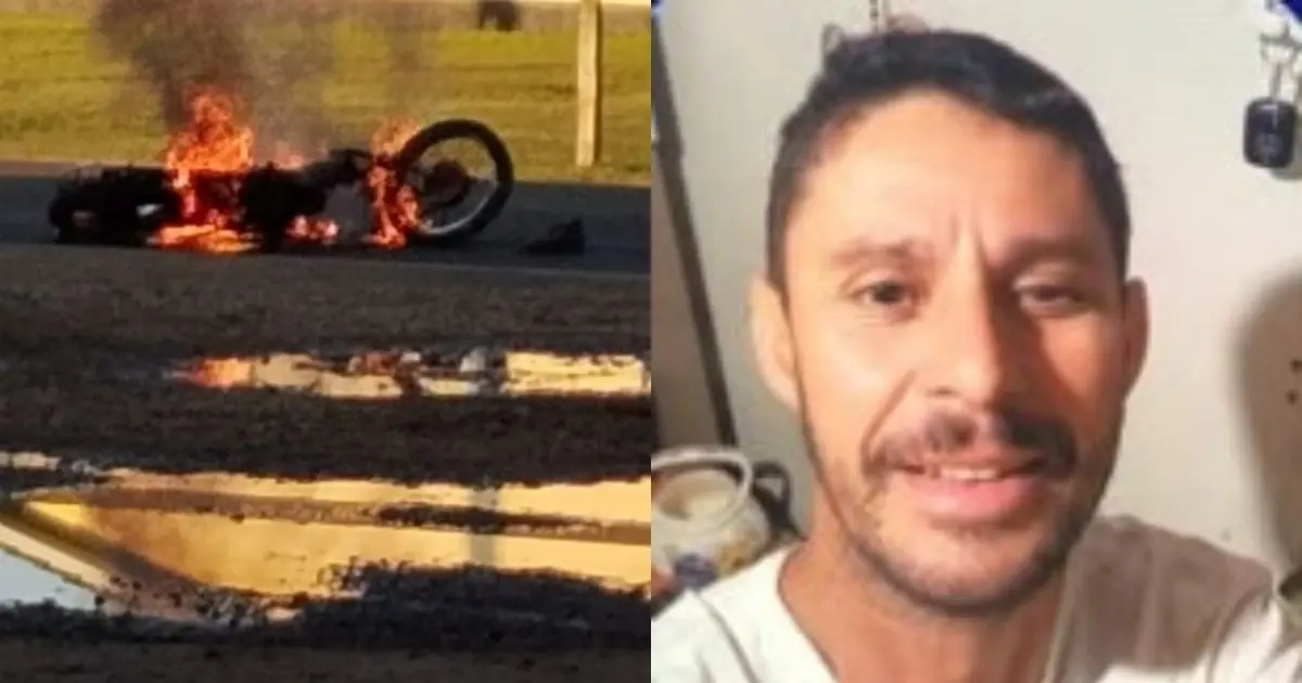 Montagem de moto destruída e vítima fatal de acidente na SC-447