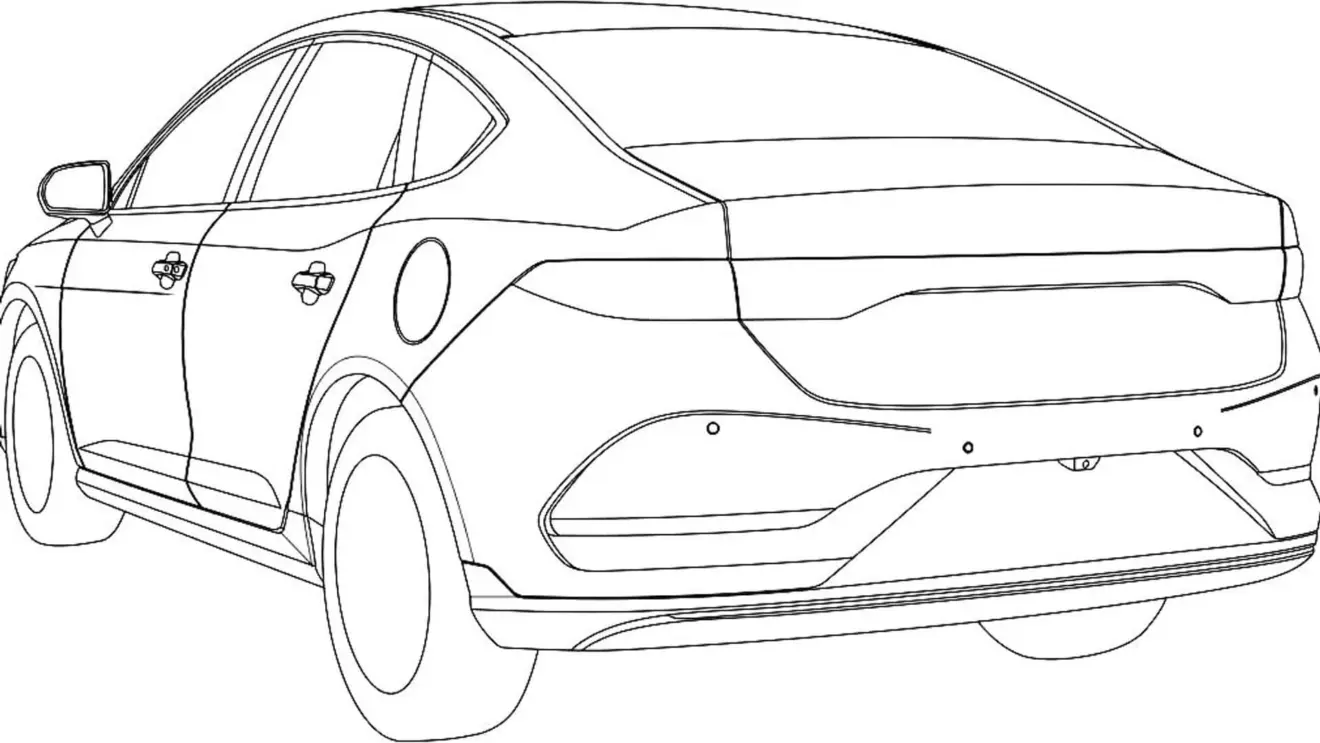 Patente do sedan BYD Qin Plus de traseira