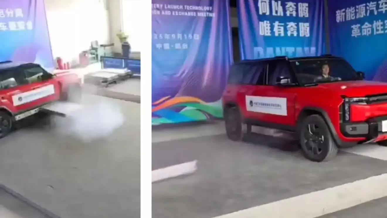 Jaecoo 6 vermelho em teste ejetando bateria pra fora