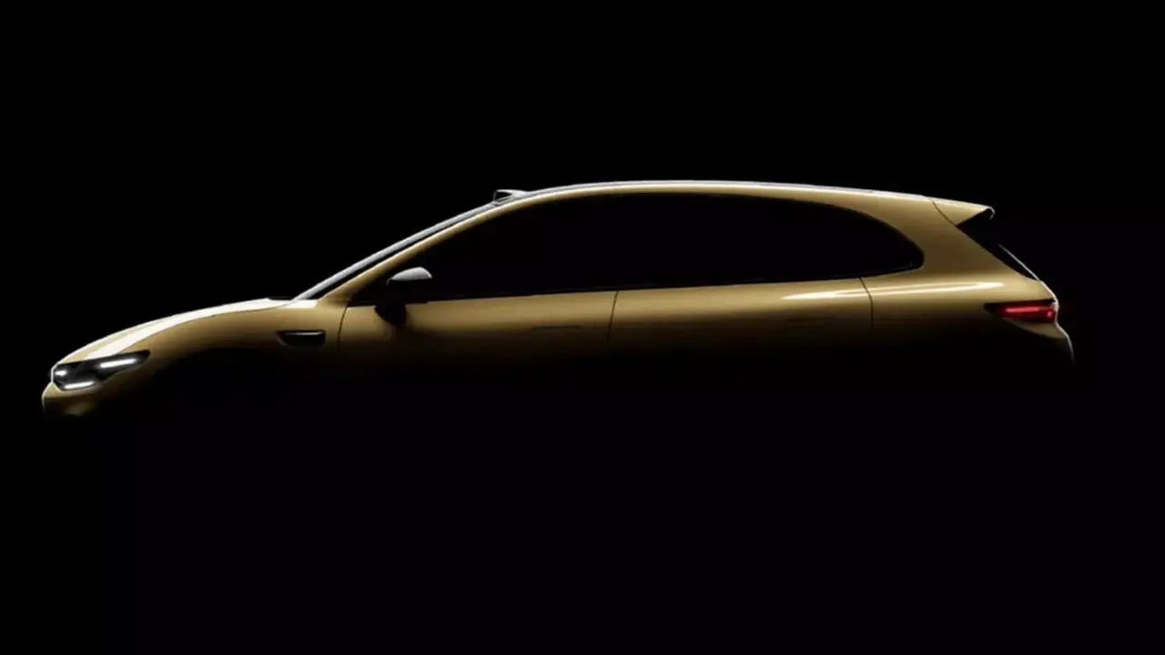 Leapmotor Lafa 5 teaser de divulgação na cor amarelo e fundo escuro