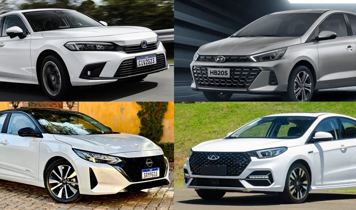 Comparativo de design da dianteira do Honda Civic, Hyundai HB20S, Nissan Sentra e Caoa Chery Arrizo 6