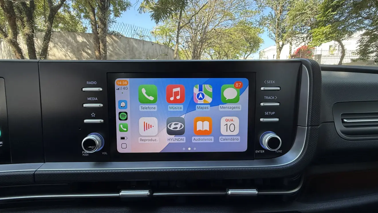 central multimídia ligada do Hyundai Creta Limited
